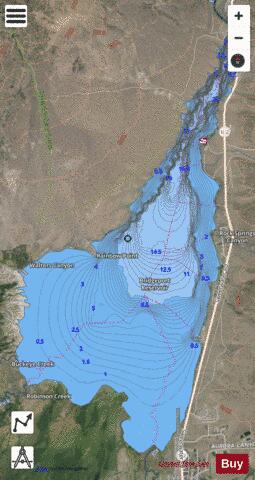 Bridgeport Reservoir depth contour Map - i-Boating App - Satellite