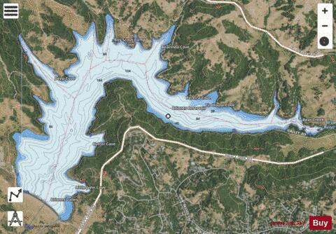 Briones Reservoir depth contour Map - i-Boating App - Satellite