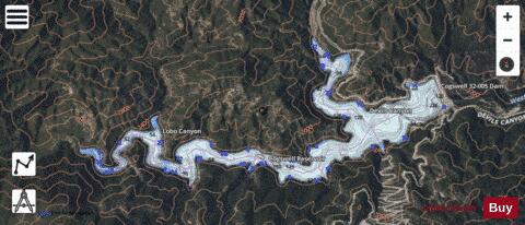 Cogswell Reservoir depth contour Map - i-Boating App - Satellite