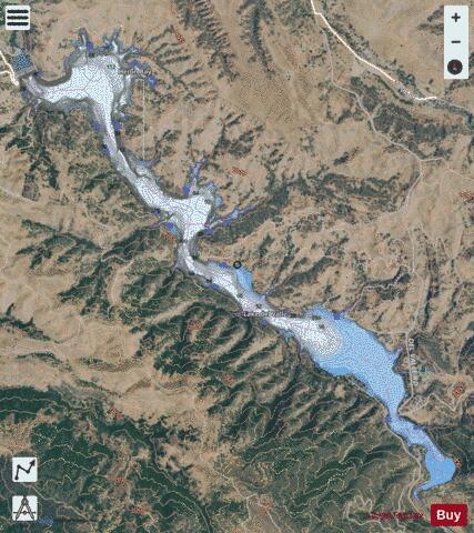 Lake Del Valle depth contour Map - i-Boating App - Satellite