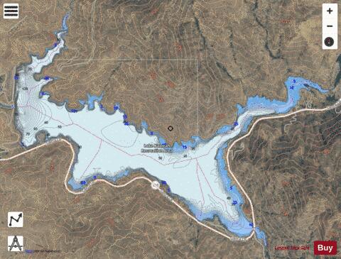 Kaweah Lake depth contour Map - i-Boating App - Satellite