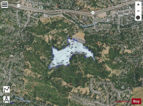 Lafayette Reservoir depth contour Map - i-Boating App - Satellite