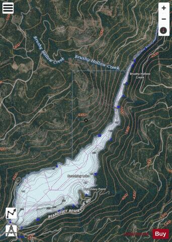 Lake Beardsley depth contour Map - i-Boating App - Satellite