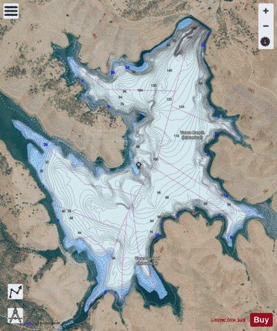 Los Vaqueros Reservoir depth contour Map - i-Boating App - Satellite