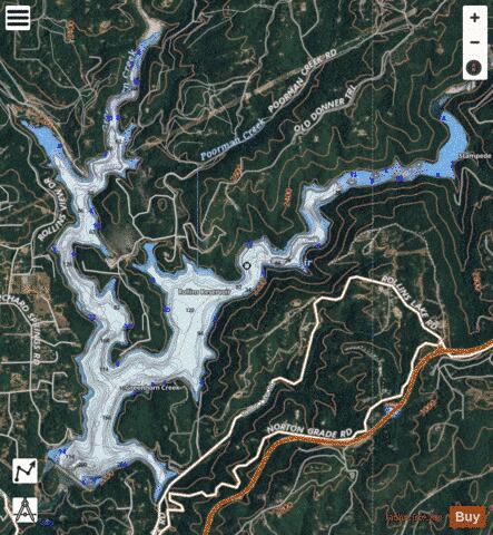 Rollins Reservoir depth contour Map - i-Boating App - Satellite