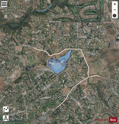 San Dieguito Reservoir depth contour Map - i-Boating App - Satellite