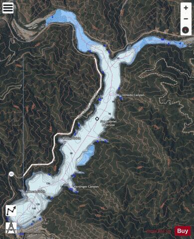 San Gabriel Reservoir depth contour Map - i-Boating App - Satellite