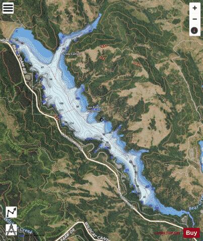 San Pablo Reservoir depth contour Map - i-Boating App - Satellite