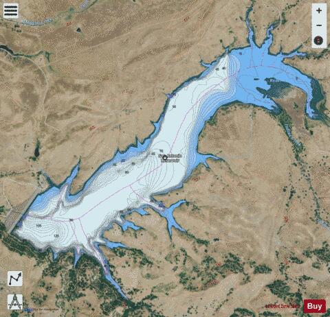 San Antonio Reservoir depth contour Map - i-Boating App - Satellite