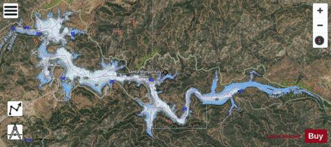 Santa Margarita Lake depth contour Map - i-Boating App - Satellite