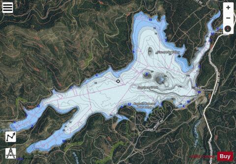 Stampede Reservoir depth contour Map - i-Boating App - Satellite