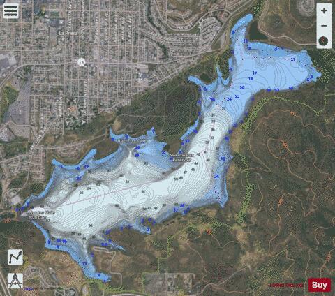 Sweetwater Reservoir depth contour Map - i-Boating App - Satellite
