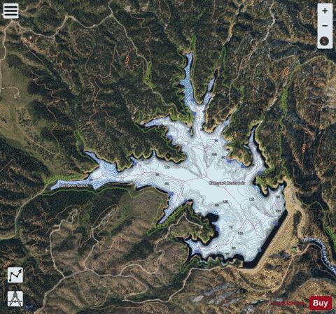 Rampart Reservoir depth contour Map - i-Boating App - Satellite
