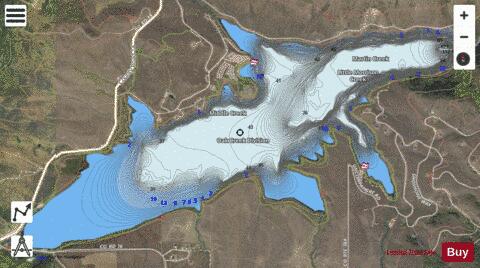 Stagecoach Reservoir depth contour Map - i-Boating App - Satellite