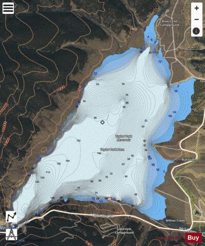 Taylor Park Reservoir depth contour Map - i-Boating App - Satellite