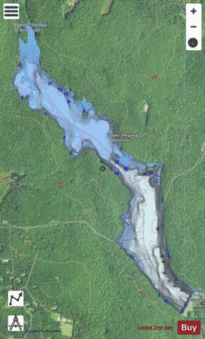 Upper Shepaug Reservoir depth contour Map - i-Boating App - Satellite