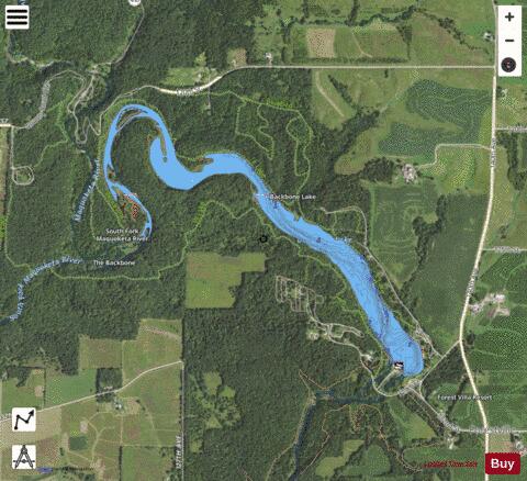 Backbone Lake depth contour Map - i-Boating App - Satellite
