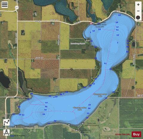 Okamanpeedan (Tuttle) Lake depth contour Map - i-Boating App - Satellite