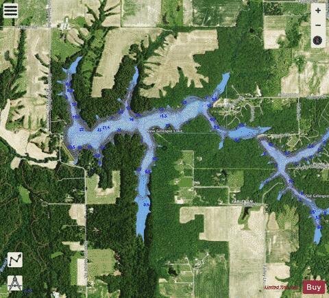 Gillespie New City Lake depth contour Map - i-Boating App - Satellite