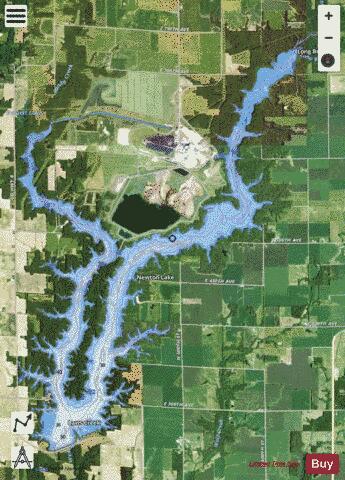Newton Lake depth contour Map - i-Boating App - Satellite