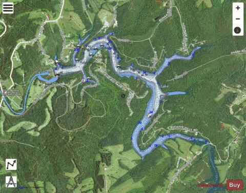 Kincaid Lake depth contour Map - i-Boating App - Satellite