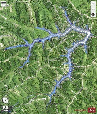Williamstown Lake depth contour Map - i-Boating App - Satellite