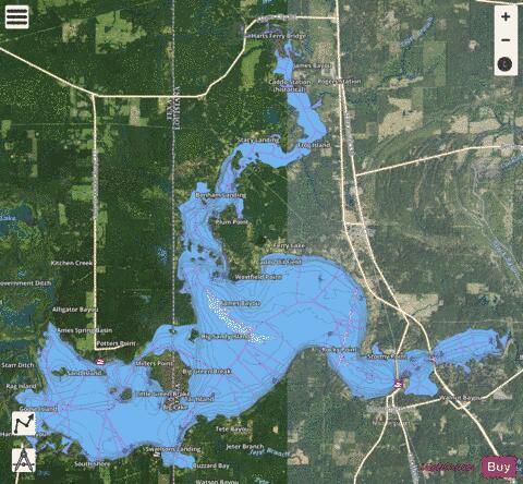 Caddo Lake depth contour Map - i-Boating App - Satellite