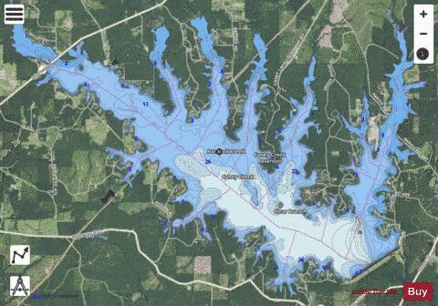 Caney Lake Reservoir depth contour Map - i-Boating App - Satellite