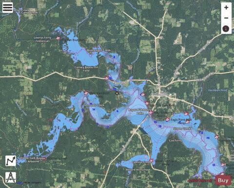 Bayou DArbonne Lake depth contour Map - i-Boating App - Satellite