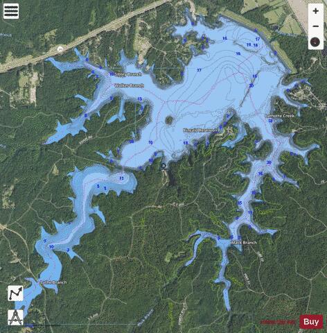 Kincaid Reservoir depth contour Map - i-Boating App - Satellite