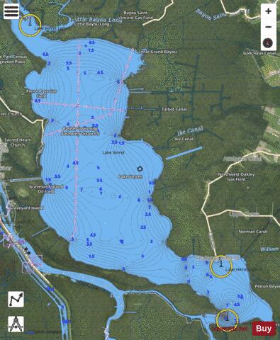 Lake Verret depth contour Map - i-Boating App - Satellite