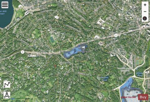 Brookline Reservoir depth contour Map - i-Boating App - Satellite