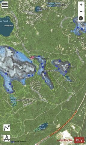 Little Cliff Pond depth contour Map - i-Boating App - Satellite