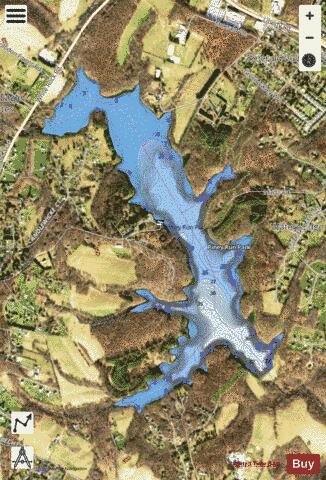 Piney Run Lake depth contour Map - i-Boating App - Satellite