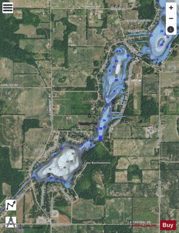 Archer Lake ,Branch depth contour Map - i-Boating App - Satellite