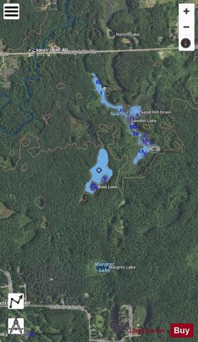 Bass Lake ,Lapeer depth contour Map - i-Boating App - Satellite