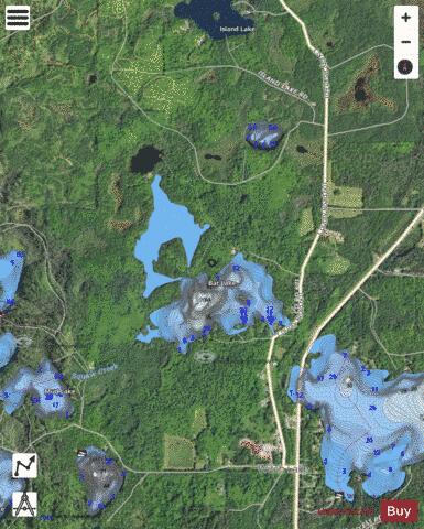 Bat Lake ,Marquette depth contour Map - i-Boating App - Satellite
