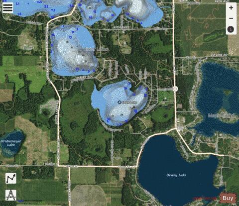 Cable Lake ,Cass depth contour Map - i-Boating App - Satellite