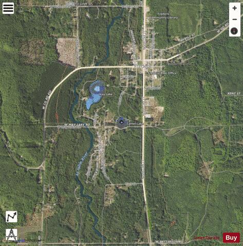 Higgins Lake ,Crawford depth contour Map - i-Boating App - Satellite
