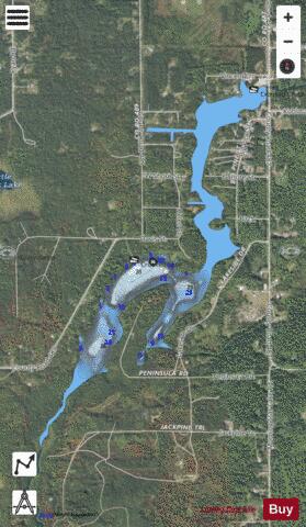 Crooked Lake ,Montmorency depth contour Map - i-Boating App - Satellite