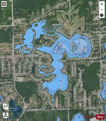 Duck Lake ,Oakland depth contour Map - i-Boating App - Satellite