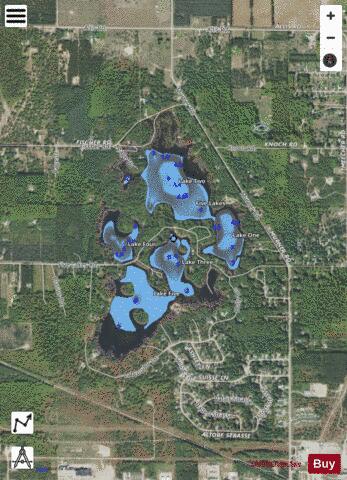 Five Lakes  South  ,Otsego depth contour Map - i-Boating App - Satellite
