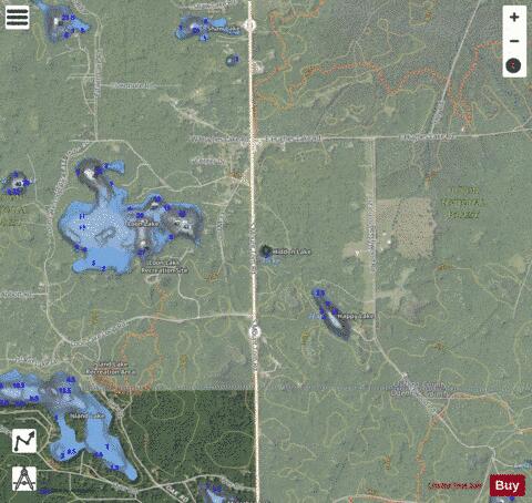 Hidden Lake Oscoda depth contour Map - i-Boating App - Satellite