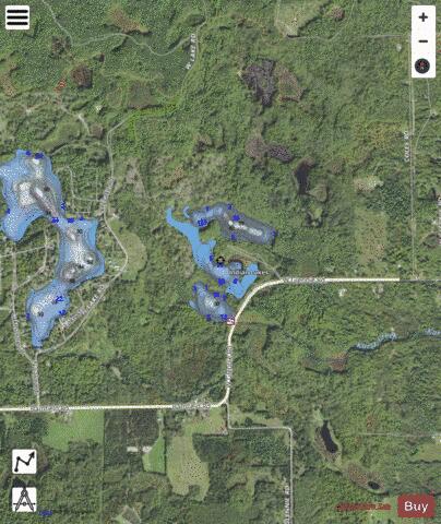 Indian Lakes, Alcona depth contour Map - i-Boating App - Satellite