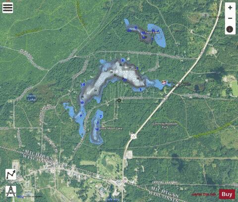 Little Moon Lake ,Gogebic depth contour Map - i-Boating App - Satellite