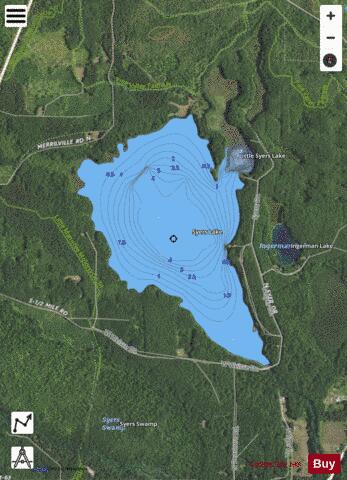 Little Syers Lake ,Lake depth contour Map - i-Boating App - Satellite