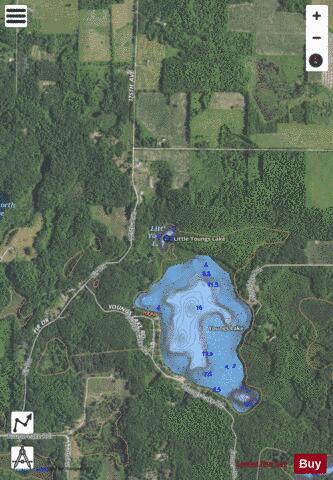 Little Youngs Lake ,Mecosta depth contour Map - i-Boating App - Satellite