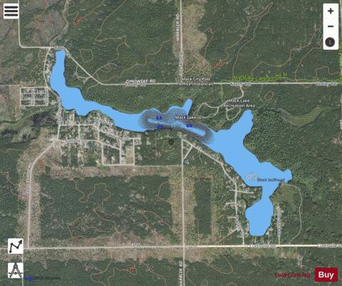 Mack Lake ,Oscoda depth contour Map - i-Boating App - Satellite