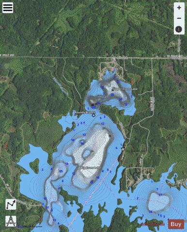 Upper Evans Lake depth contour Map - i-Boating App - Satellite