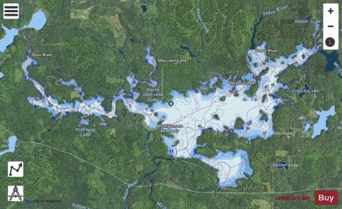 Michigamme Reservoir depth contour Map - i-Boating App - Satellite